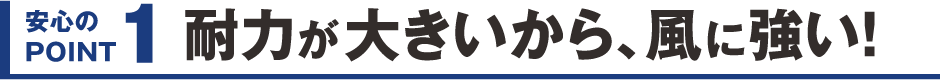 安心のPOINT1　耐力が大きいから、風に強い！